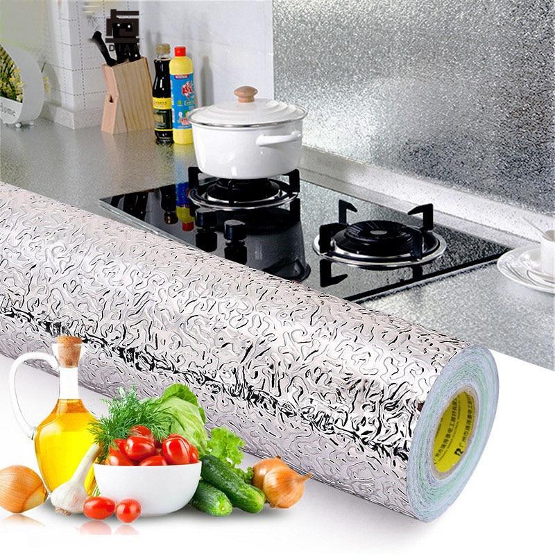 Waterproof Oil Proof Aluminum Foil - Self Adhesive Oil Proof Wall and Kitchen Stickers