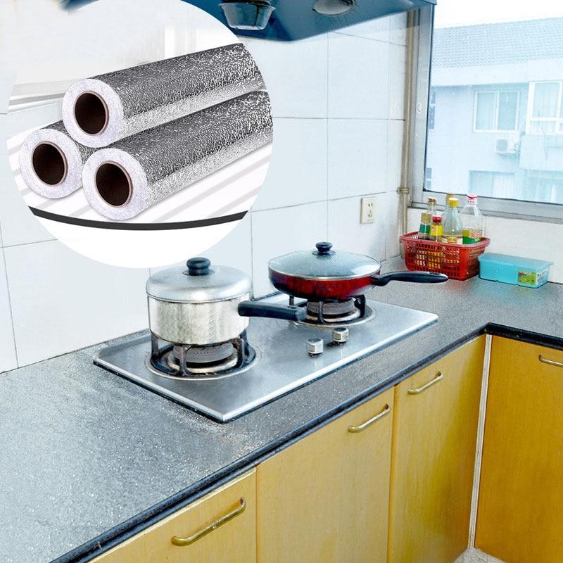 Waterproof Oil Proof Aluminum Foil - Self Adhesive Oil Proof Wall and Kitchen Stickers