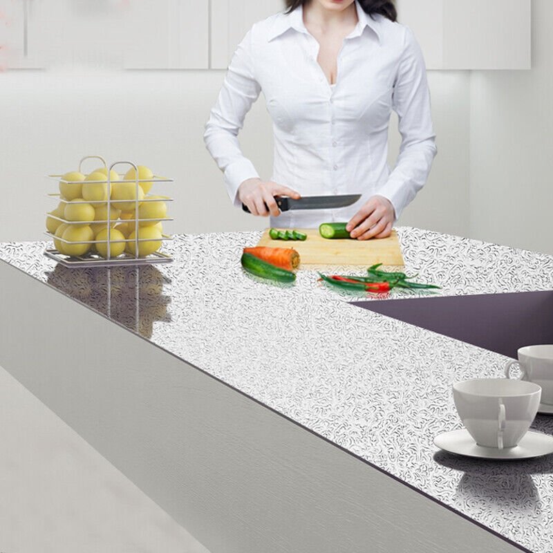 Waterproof Oil Proof Aluminum Foil - Self Adhesive Oil Proof Wall and Kitchen Stickers