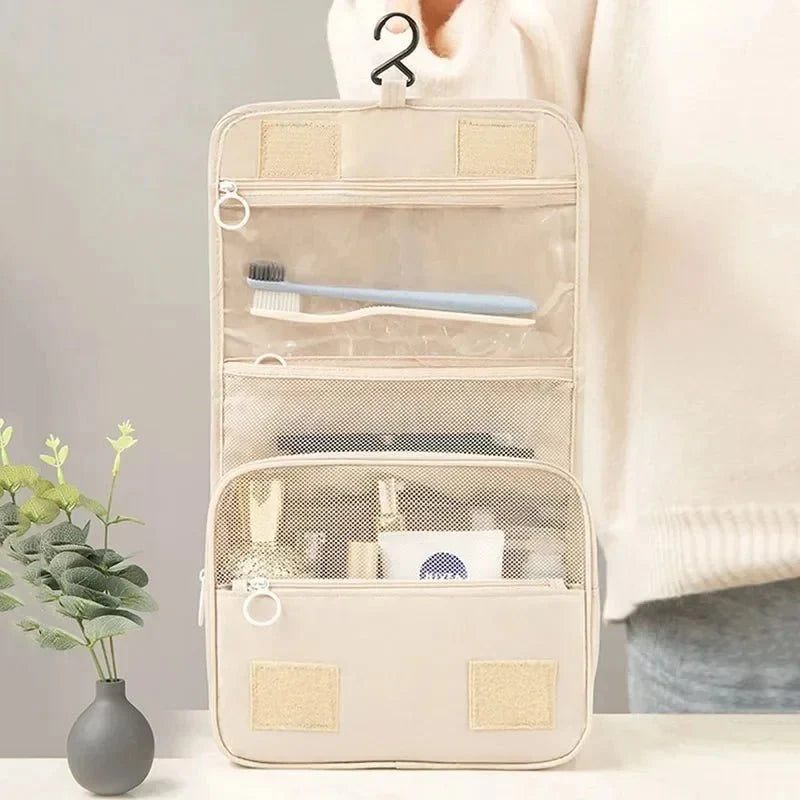 Waterproof Travel Makeup Bag – Hanging Toiletry Organizer with Hook