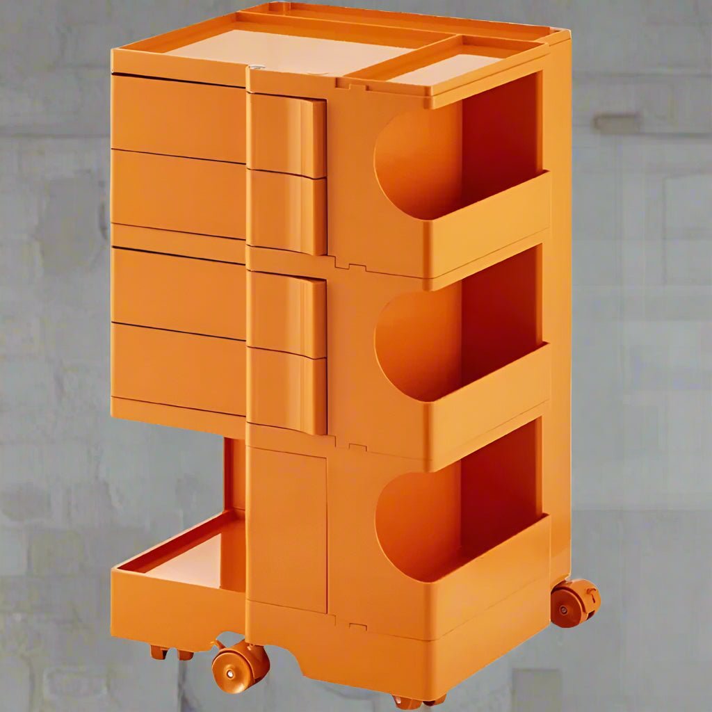 Wheeled Storage Cabinet – Chic Industrial Organizer for Salon, Kitchen & Medical Essentials in Vibrant Tropical Orange