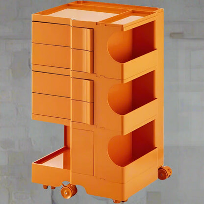 Wheeled Storage Cabinet – Chic Industrial Organizer for Salon, Kitchen & Medical Essentials in Vibrant Tropical Orange