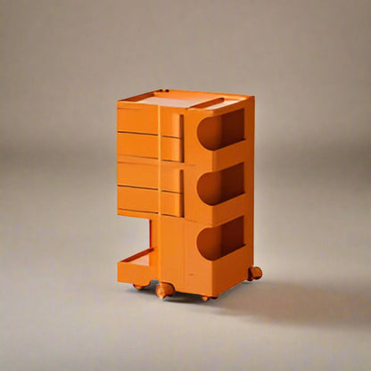 Wheeled Storage Cabinet – Chic Industrial Organizer for Salon, Kitchen & Medical Essentials in Vibrant Tropical Orange