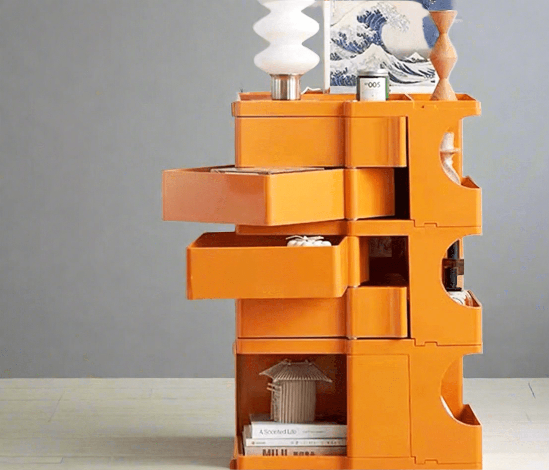 Wheeled Storage Cabinet – Chic Industrial Organizer for Salon, Kitchen & Medical Essentials in Vibrant Tropical Orange