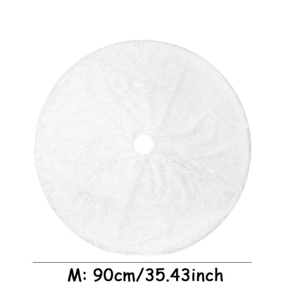 White Faux Fur Christmas Tree Skirt – Elegant Plush Carpet for Holiday Décor & New Year Charm