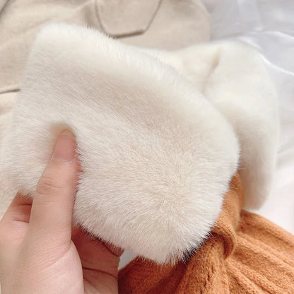 Korean Plush Collar Winter Scarf – Cozy Short Cross Wrap for Women & Girls