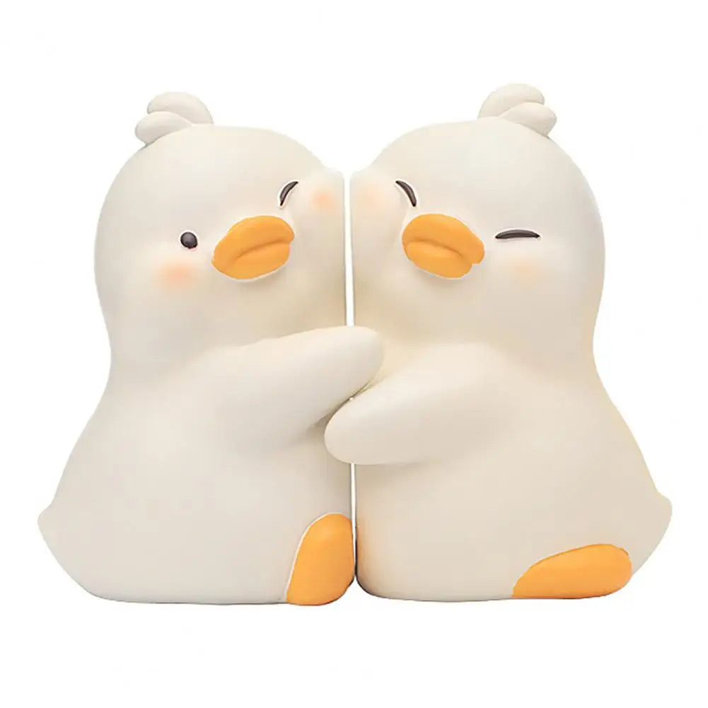 Hug Duck Bookends – 2pcs. Heavy-Duty Resin Animal Book Stoppers