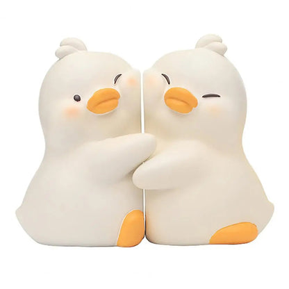 Hug Duck Bookends – 2pcs. Heavy-Duty Resin Animal Book Stoppers