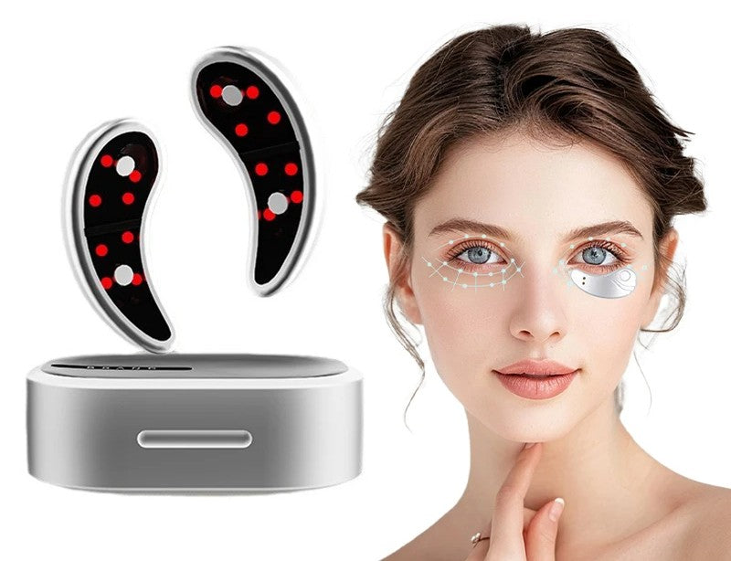 LED Red Light Eye Therapy Device – EMS Microcurrent Eye Massager Reduces Wrinkles, Relieves Eye Fatigue, and Brightens Under-Eye Area