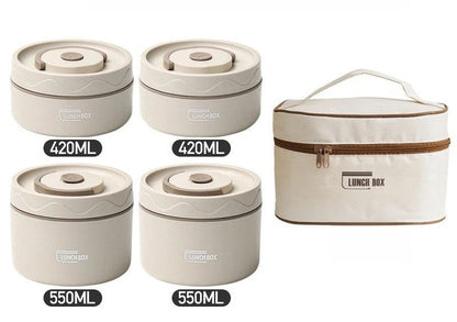 Stackable 4-Tier Bento Lunch Box – 304 Stainless Steel with Cutlery Set for Kids, Adults & Office Meals