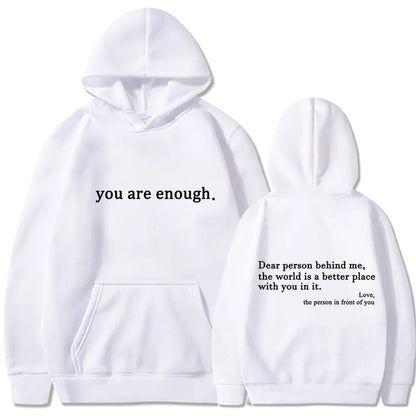Oversized Y2K Hoodie with “Dear Person Behind Me” Print – Unisex Pullover Sweatshirt for Streetwear Winter Autumn Style