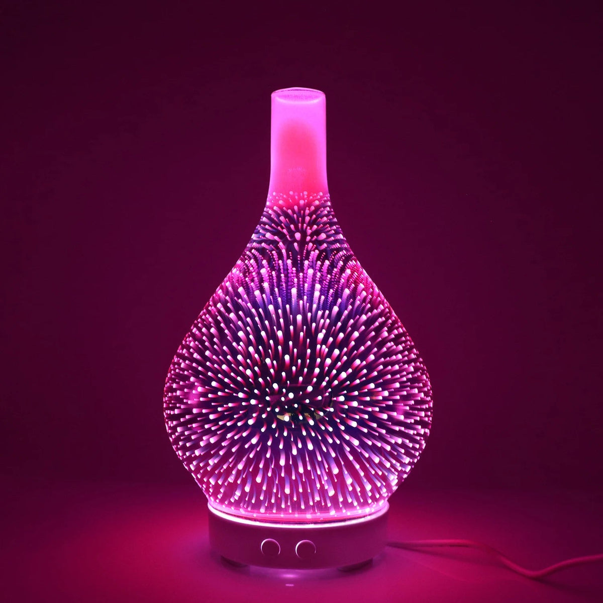 Firework Glass Aroma Diffuser – 3D Ultrasonic Humidifier with 7 LED Lights & Essential Oil Nebulizer