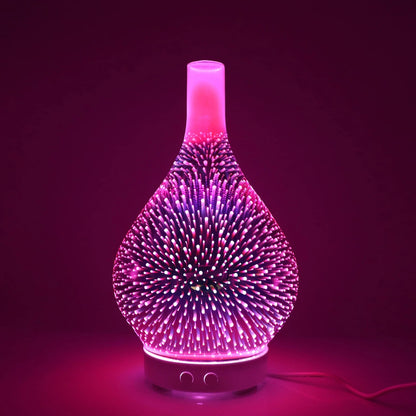 Firework Glass Aroma Diffuser – 3D Ultrasonic Humidifier with 7 LED Lights & Essential Oil Nebulizer