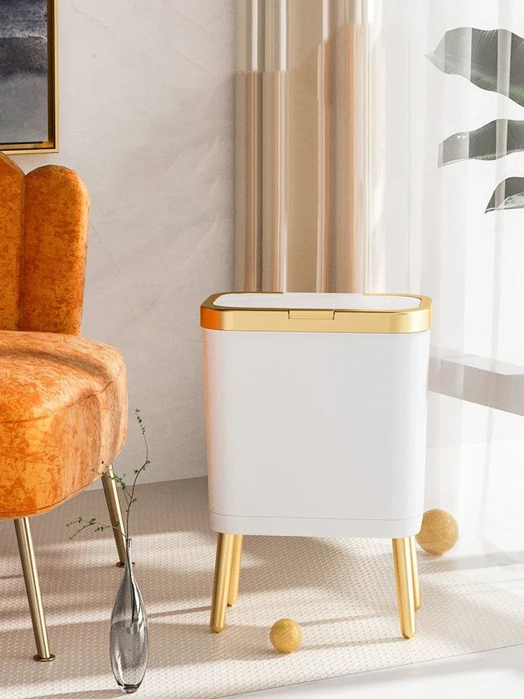 Raised-Leg Trash Can – 15L Odor-Resistant Sorting Bin with Lid for Kitchen, Office, Bathroom & Multi-Purpose Organization