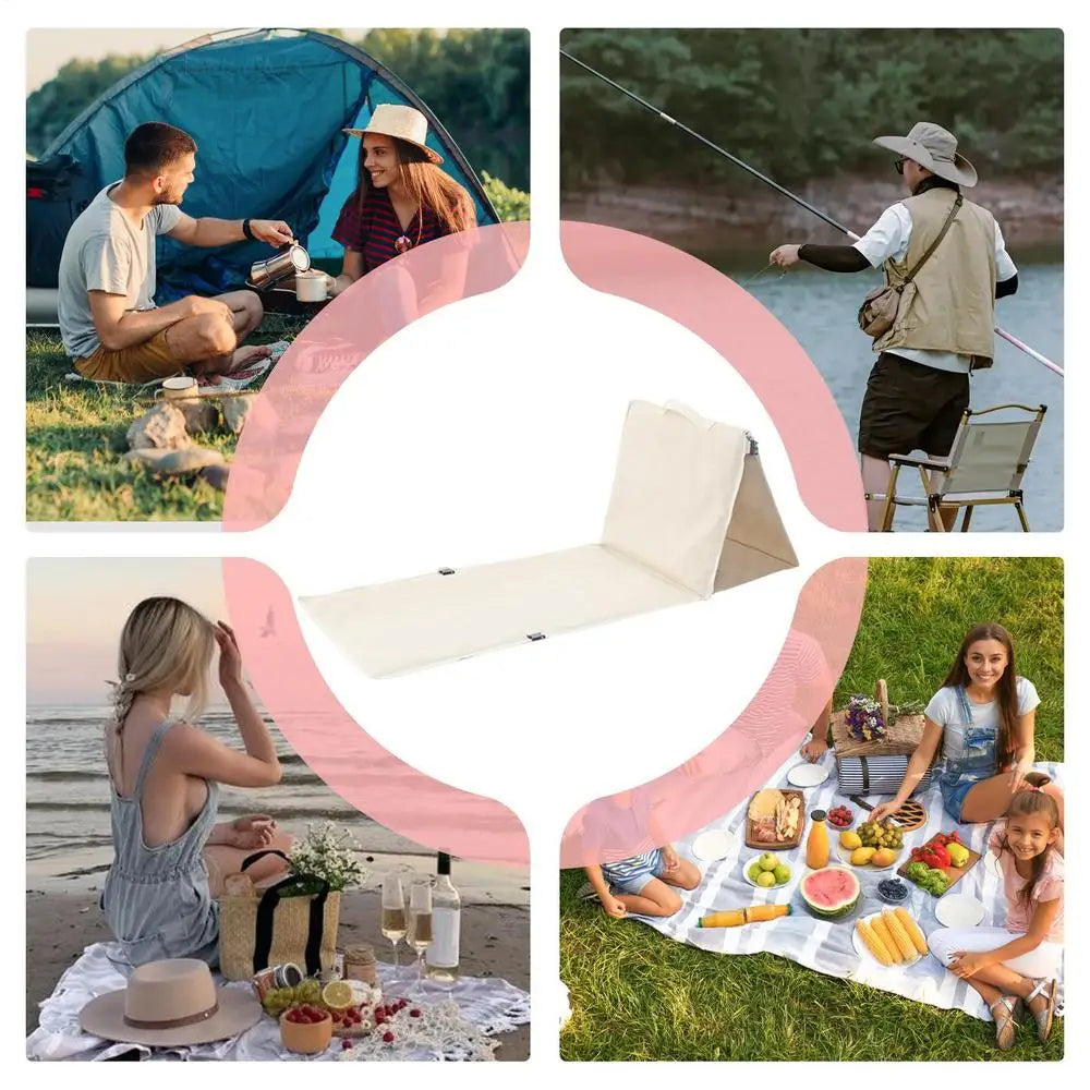 Foldable Beach Lounge Chair Mat – Lightweight Tanning Recliner with Backrest for Comfortable, Ergonomic Outdoor Relaxation