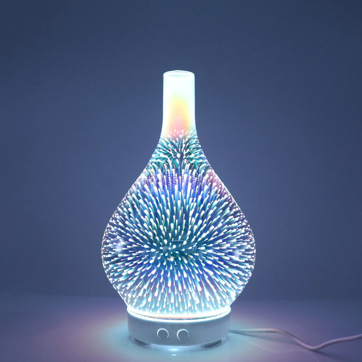 Firework Glass Aroma Diffuser – 3D Ultrasonic Humidifier with 7 LED Lights & Essential Oil Nebulizer