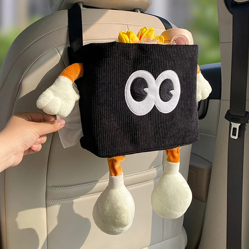 Hanging Car Backseat Storage Holder - 2-in-1 Car Trash Can & Tissue Box