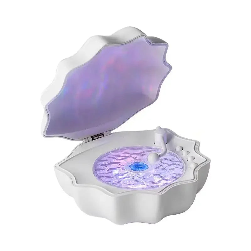 Retro Shell Shaped Bluetooth Speaker with Colorful Projection – Wireless Music & Sleep Aid Soundbox