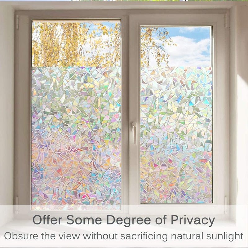 Window Privacy Film, Vinyl 3D Window Clings, Rainbow Film Stickers, Anti-UV
