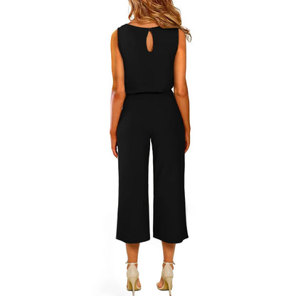 Women’s Sleeveless Jumpsuit with Waist Tie – Trendy One-Piece Vest Top for Summer, Quick Selling Amazon Fashion Inventory