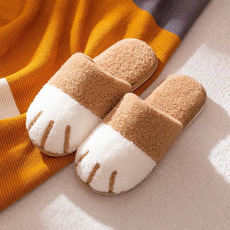 Winter Cat Paw Fur Indoor Slippers – Cozy & Cute Plush, Warm, and Mute Indoor Slides for Women, Perfect for Winter Comfort