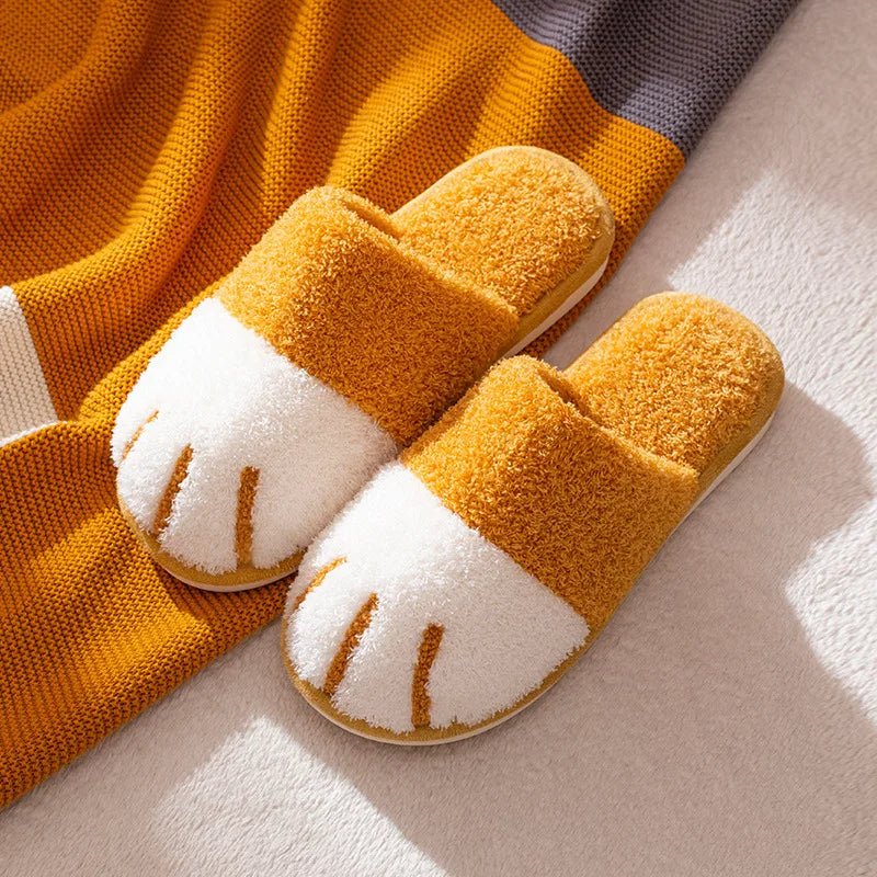 Winter Cat Paw Fur Indoor Slippers – Cozy & Cute Plush, Warm, and Mute Indoor Slides for Women, Perfect for Winter Comfort