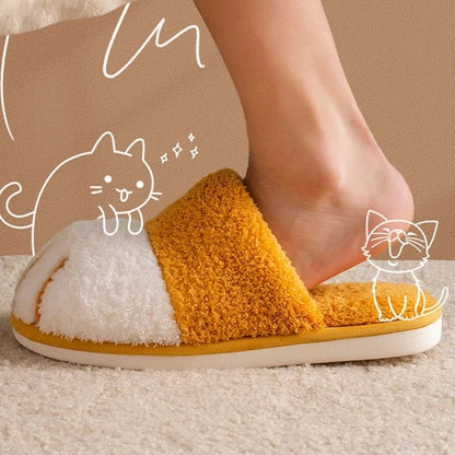 Winter Cat Paw Fur Indoor Slippers – Cozy & Cute Plush, Warm, and Mute Indoor Slides for Women, Perfect for Winter Comfort