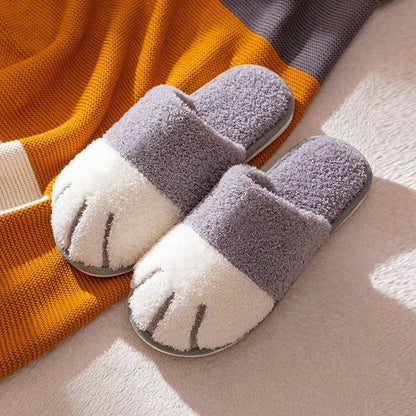 Winter Cat Paw Fur Indoor Slippers – Cozy & Cute Plush, Warm, and Mute Indoor Slides for Women, Perfect for Winter Comfort