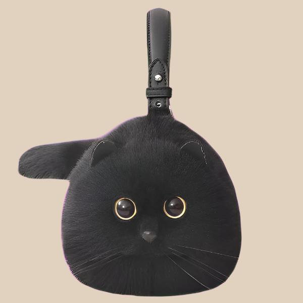 Winter Plush Realistic Cat Purse - Cat Shaped Shoulder Bag for Women