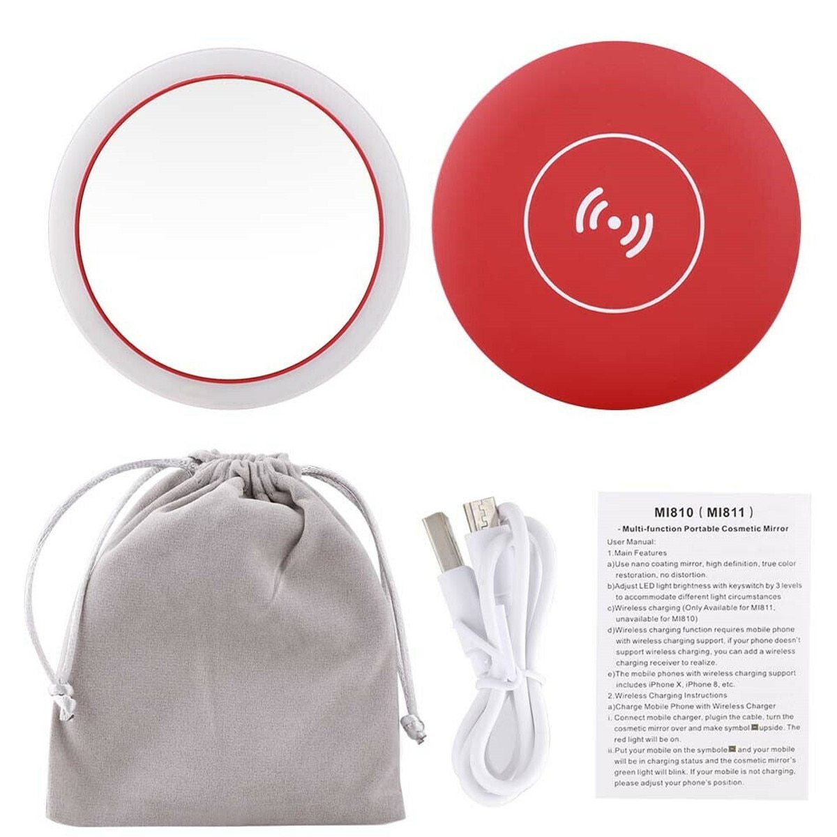 Wireless Charging LED Makeup Mirror