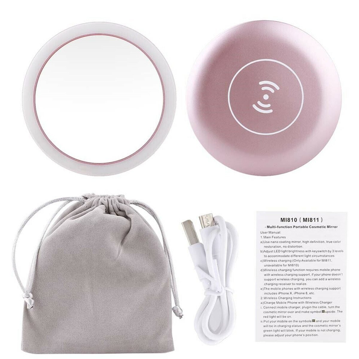 Wireless Charging LED Makeup Mirror