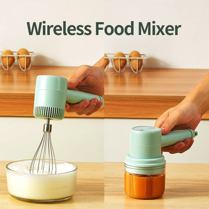 Wireless Electric Hand Mixer - 3 Speeds High Power Cordless Electric Blender for Kitchen Cooking, Baking Cake, Egg Cream, and Yeast Dough