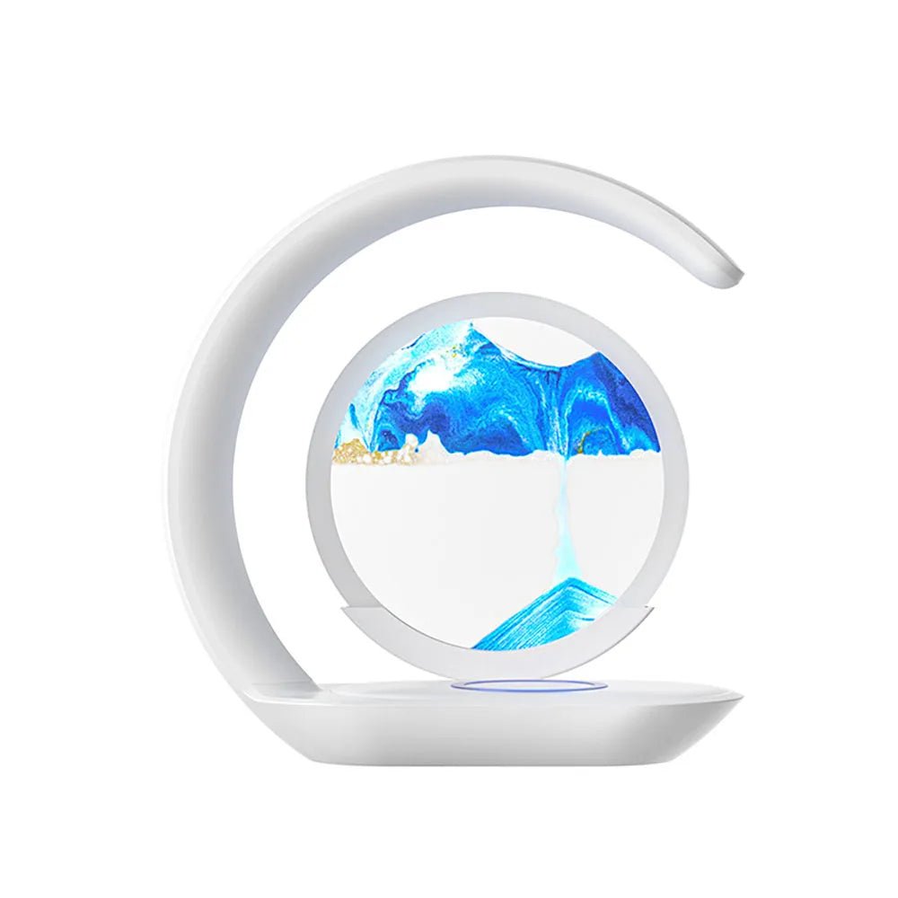 Wireless Quicksand Table Lamp – A Mesmerizing Hourglass Night Light with USB Wireless Charging. The Perfect Blend of Art & Function for Relaxing Office & Room Décor