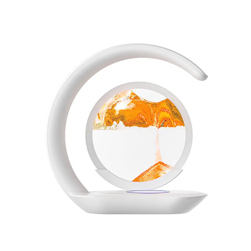 Wireless Quicksand Table Lamp – A Mesmerizing Hourglass Night Light with USB Wireless Charging. The Perfect Blend of Art & Function for Relaxing Office & Room Décor