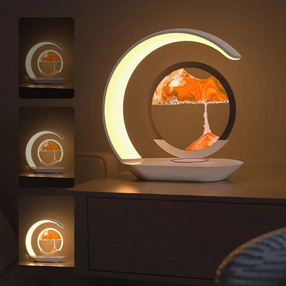 Wireless Quicksand Table Lamp – A Mesmerizing Hourglass Night Light with USB Wireless Charging. The Perfect Blend of Art & Function for Relaxing Office & Room Décor