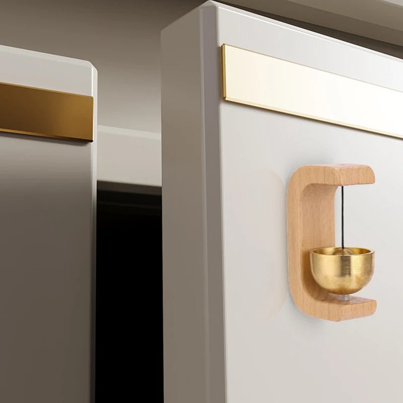Wireless Wooden Doorbell with Brass Chimes- Minimalist Magnetic Design for Home