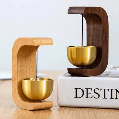 Wireless Wooden Doorbell with Brass Chimes- Minimalist Magnetic Design for Home