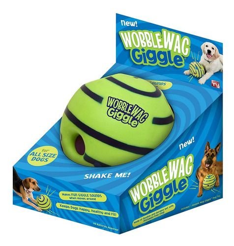 Wobble Wag Giggle Glow Ball - Interactive Dog Toy, Fun Giggle Sounds When Rolled or Shaken