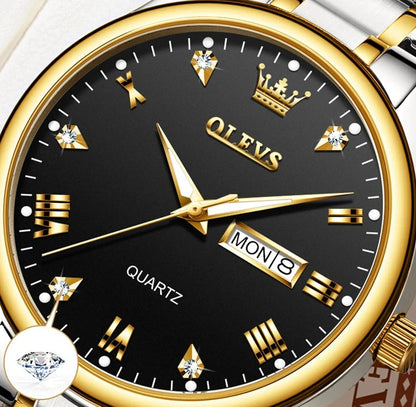 Luxury Couple Watches – Stainless Steel Waterproof Timepieces for Men & Women, Romantic Gift Set with Matching Elegant Style