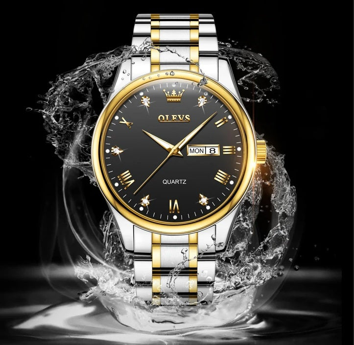 Luxury Couple Watches – Stainless Steel Waterproof Timepieces for Men & Women, Romantic Gift Set with Matching Elegant Style