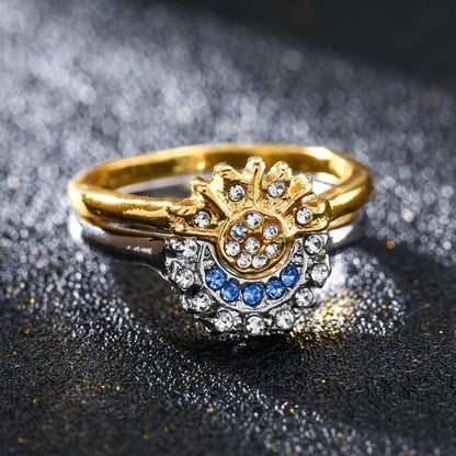 Women Sun and Moon Ring Set – Sparkling Sky Blue Moon & Sun Design, Stackable Engagement Rings for Women