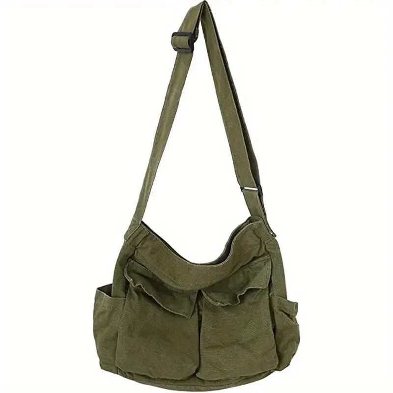 Women's Large Canvas Shoulder Messenger Bag – Vintage & Spacious
