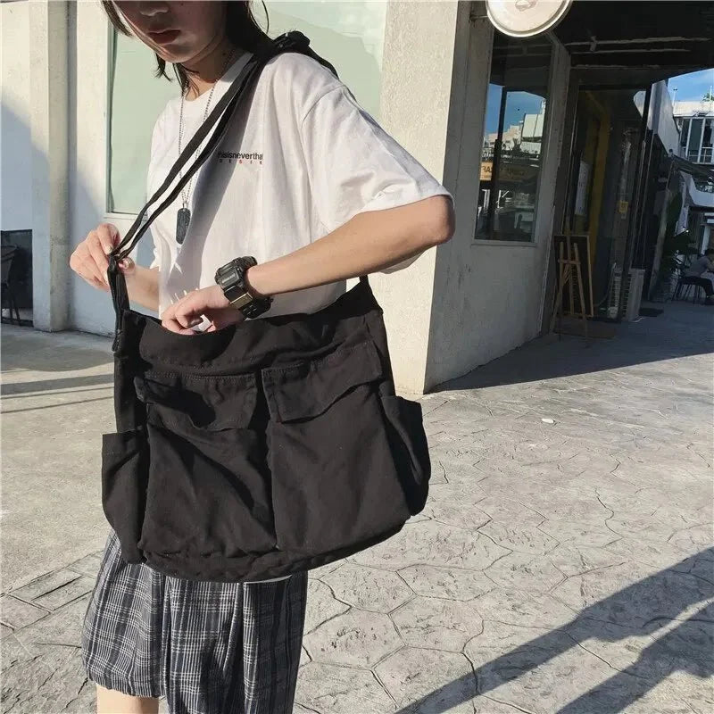 Women's Large Canvas Shoulder Messenger Bag – Vintage & Spacious