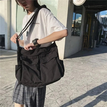 Women's Large Canvas Shoulder Messenger Bag – Vintage & Spacious