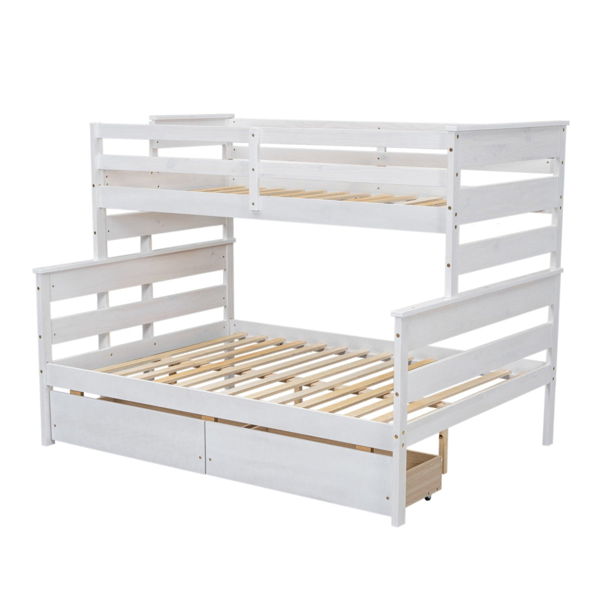 Wood Twin-over-Full Bunk Bed with 2 Drawers