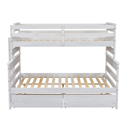 Wood Twin-over-Full Bunk Bed with 2 Drawers