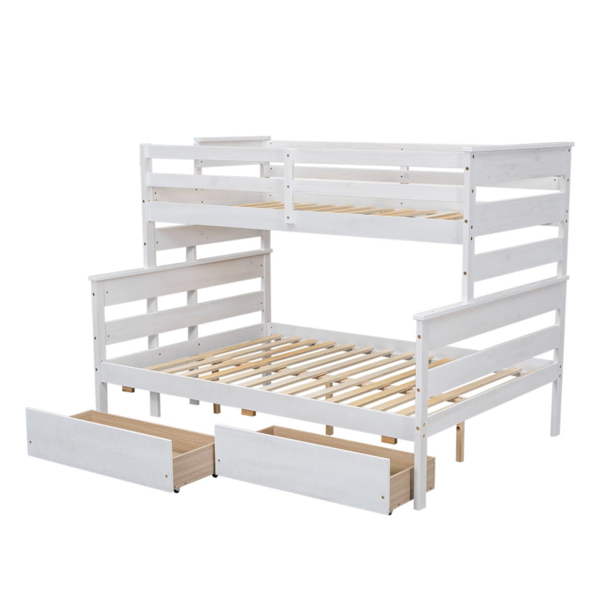 Wood Twin-over-Full Bunk Bed with 2 Drawers