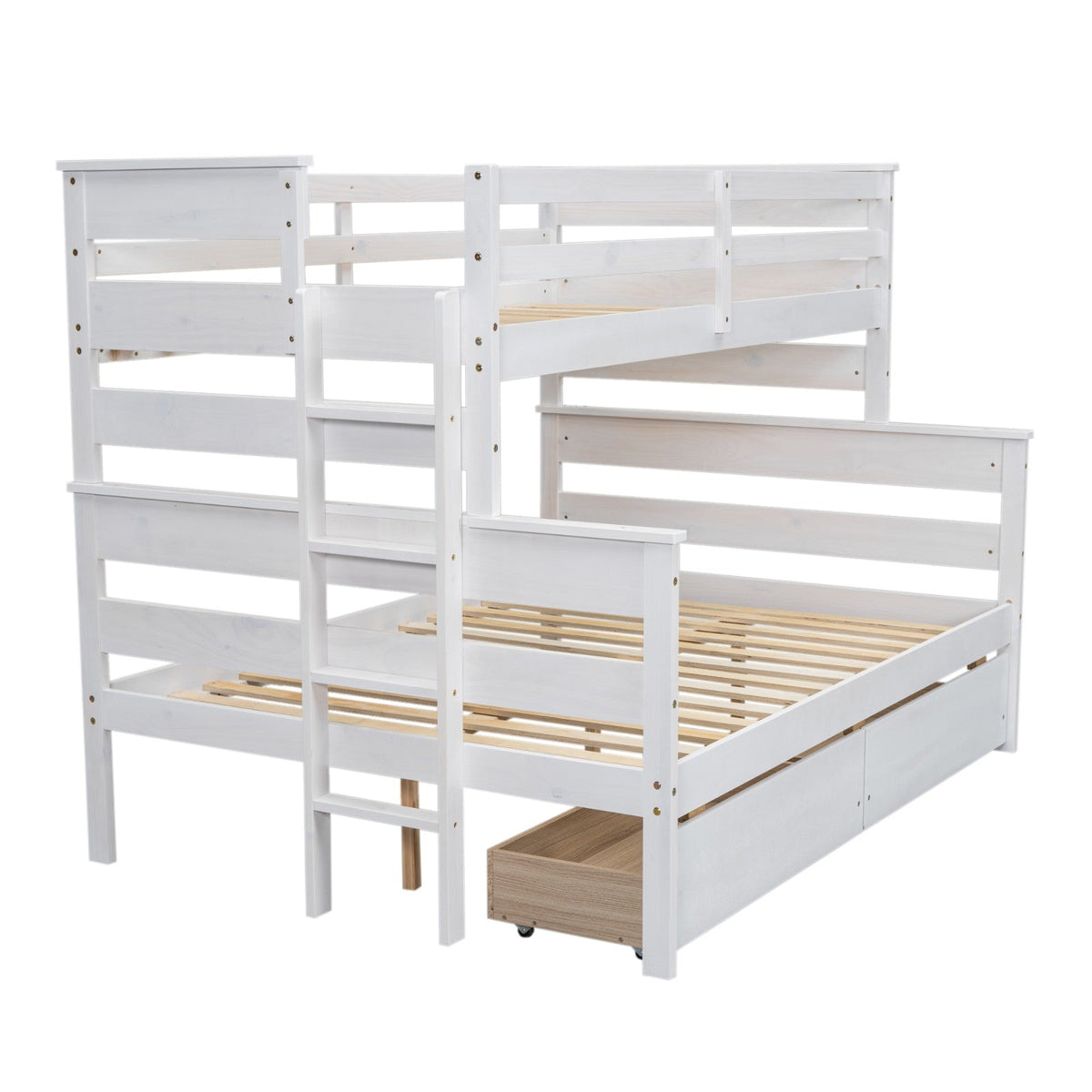 Wood Twin-over-Full Bunk Bed with 2 Drawers