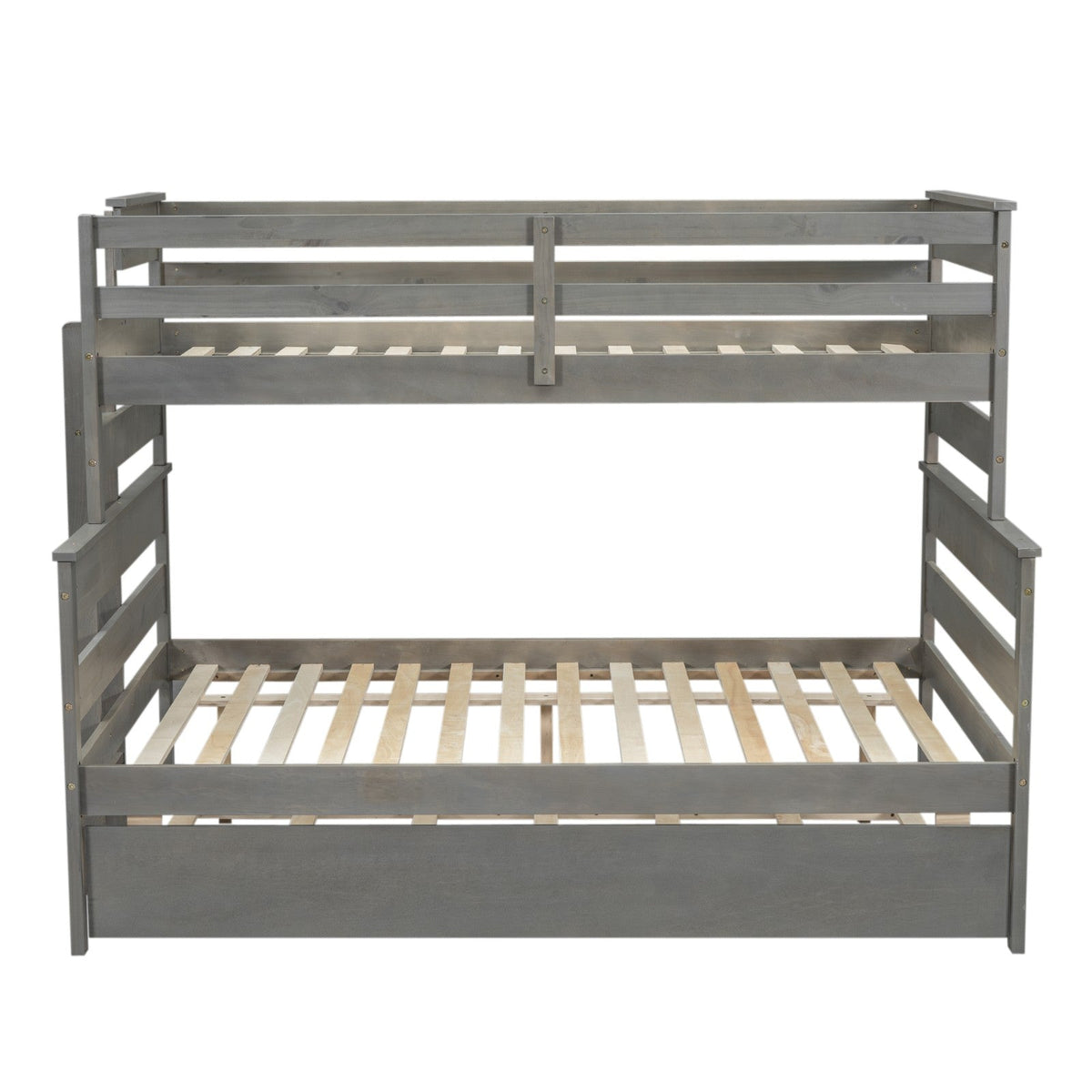 Wood Twin over Full Bunk Bed with Twin Size Trundle