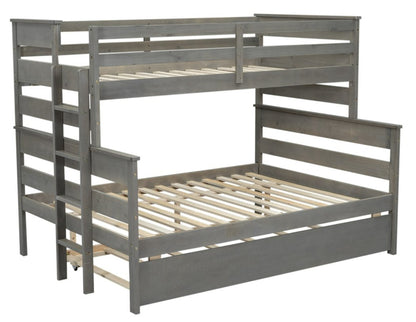 Wood Twin over Full Bunk Bed with Twin Size Trundle